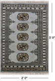 Grey Bokhara Handmade Wool Rug - 2' 0" X 3' 0"
