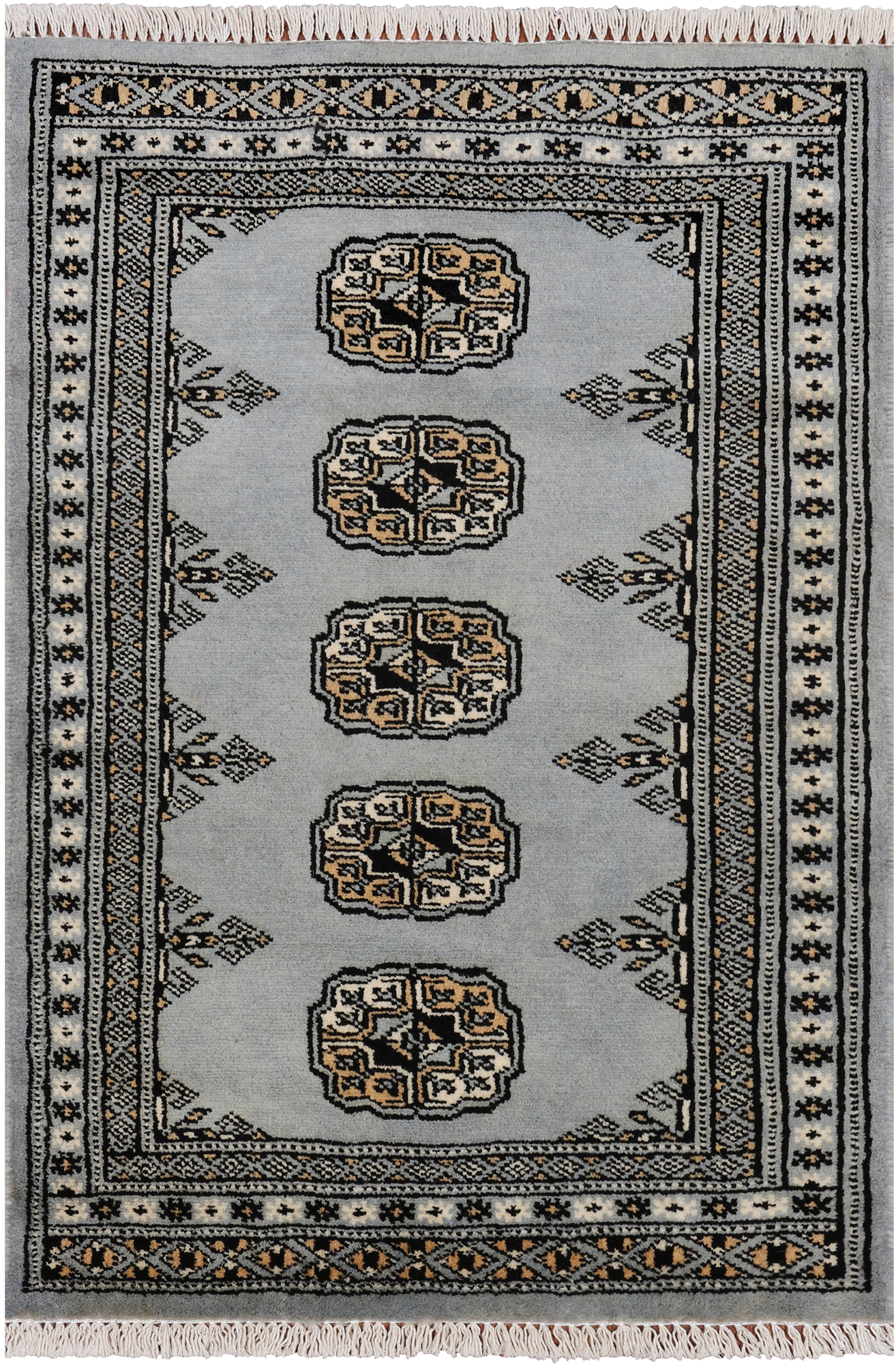 Grey Bokhara Handmade Wool Rug - 2' 0" X 3' 0"