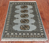 Grey Bokhara Handmade Wool Rug - 2' 0" X 3' 0"