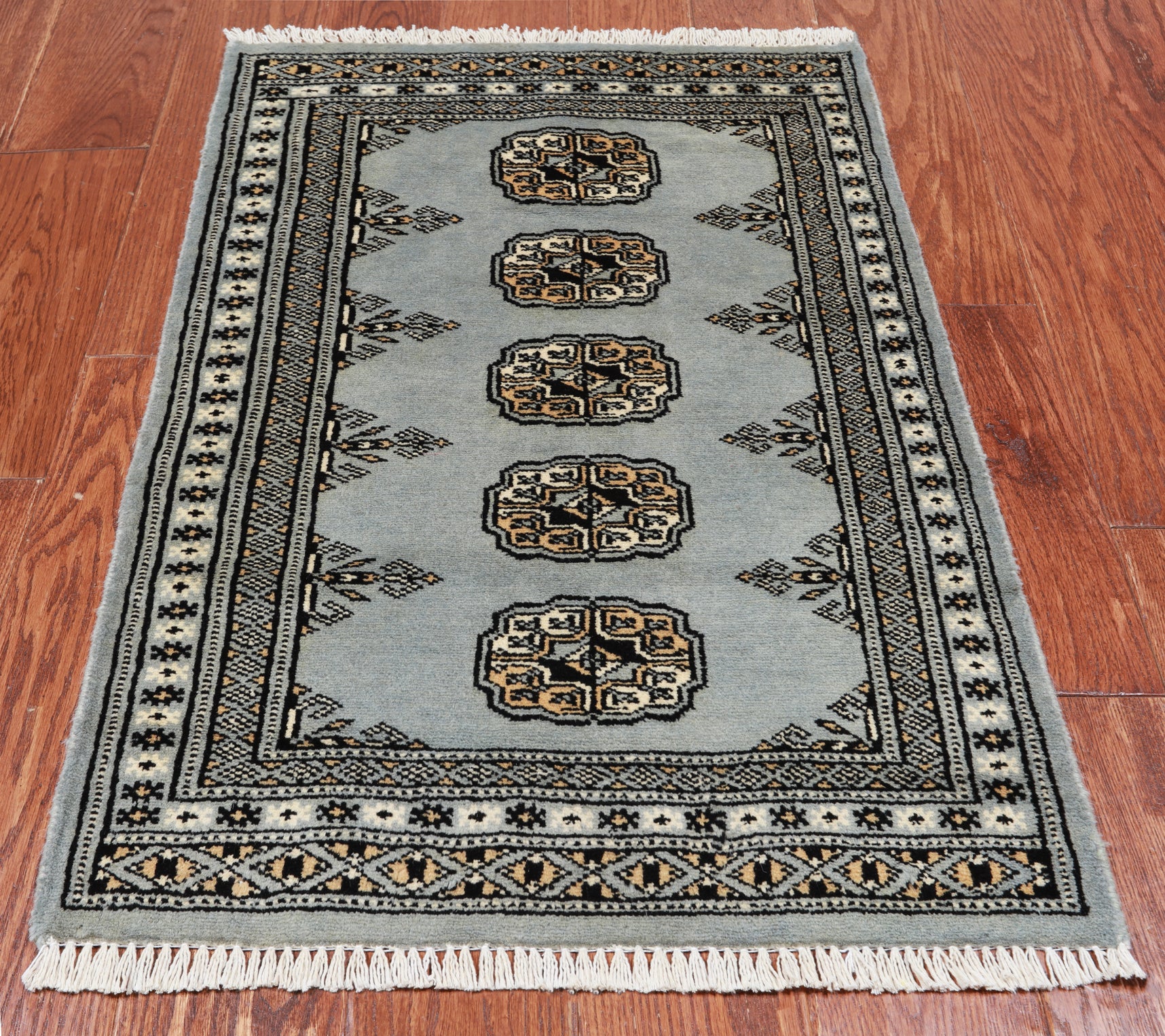Grey Bokhara Handmade Wool Rug - 2' 0" X 3' 0"
