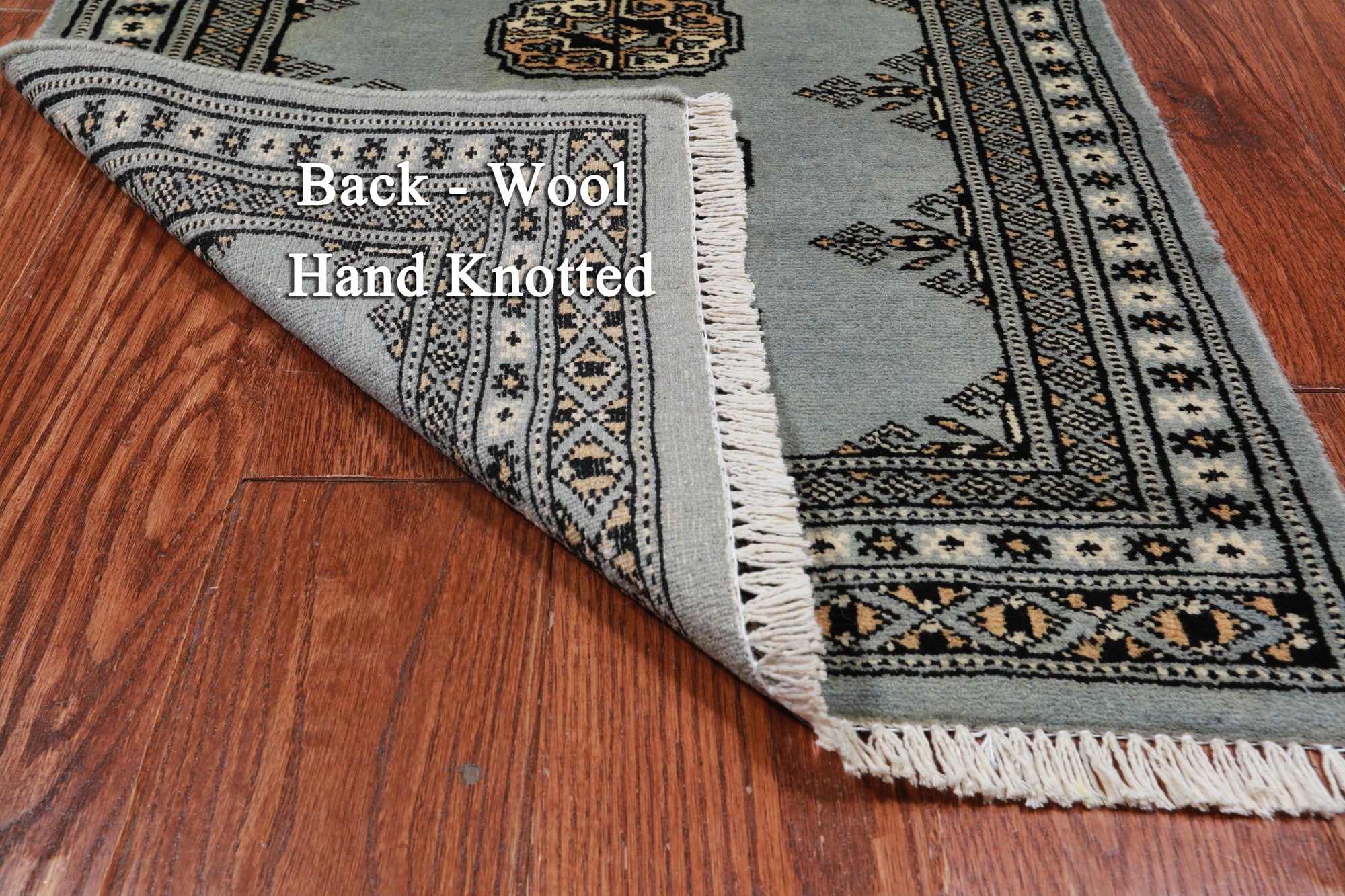 Grey Bokhara Handmade Wool Rug - 2' 0" X 3' 0"