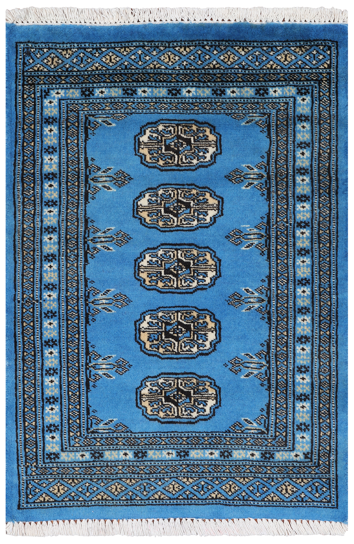 Blue Bokhara Handmade Wool Rug - 2' 1" X 3' 0"
