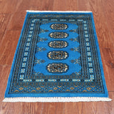Blue Bokhara Handmade Wool Rug - 2' 1" X 3' 0"