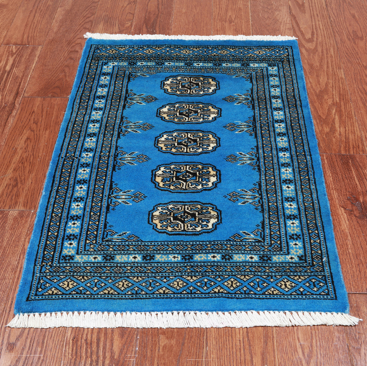 Blue Bokhara Handmade Wool Rug - 2' 1" X 3' 0"