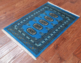 Blue Bokhara Handmade Wool Rug - 2' 1" X 3' 0"
