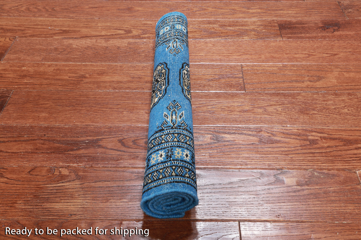 Blue Bokhara Handmade Wool Rug - 2' 1" X 3' 0"