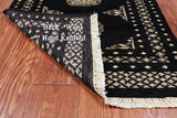 Black Bokhara Hand-Knotted Wool Rug - 2' 0" X 3' 3"