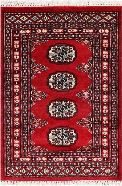 Red Bokhara Hand Knotted Wool Rug - 2' 0" X 3' 0"