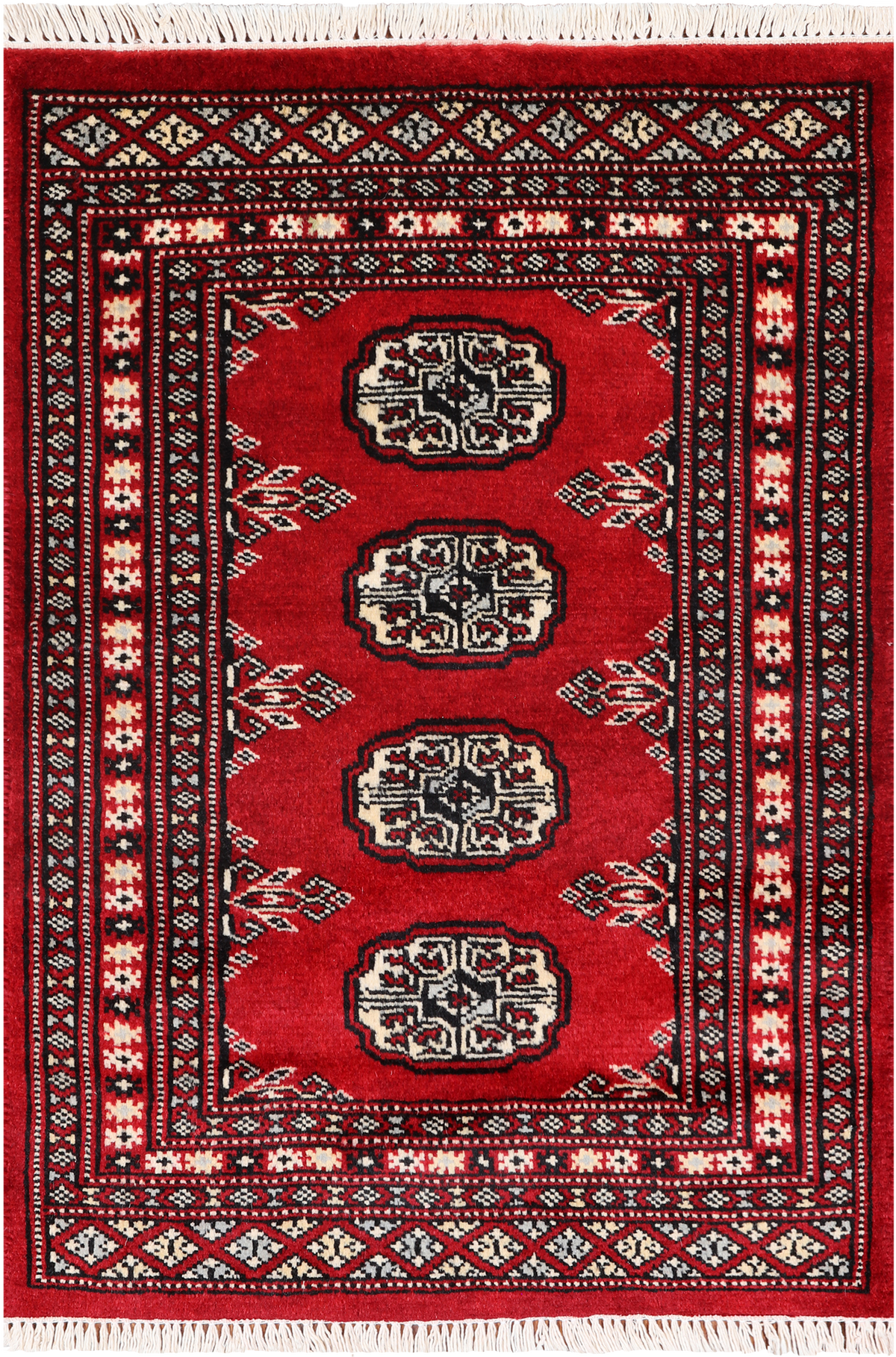 Red Bokhara Hand Knotted Wool Rug - 2' 0" X 3' 0"