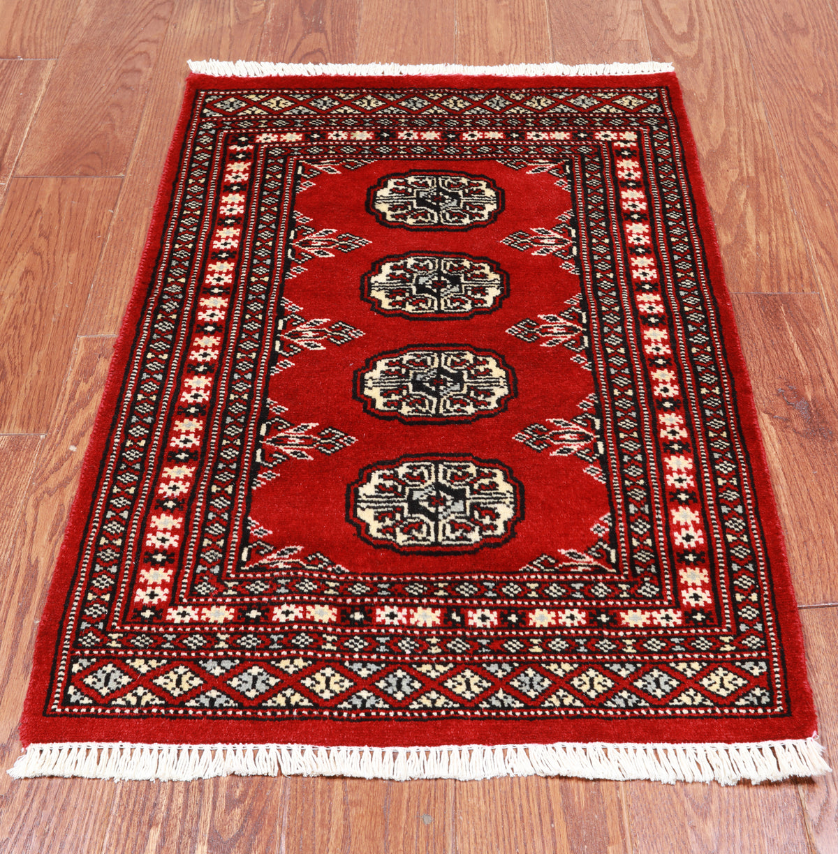 Red Bokhara Hand Knotted Wool Rug - 2' 0" X 3' 0"