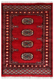 Red Bokhara Hand Knotted Wool Rug - 2' 1" X 3' 1"