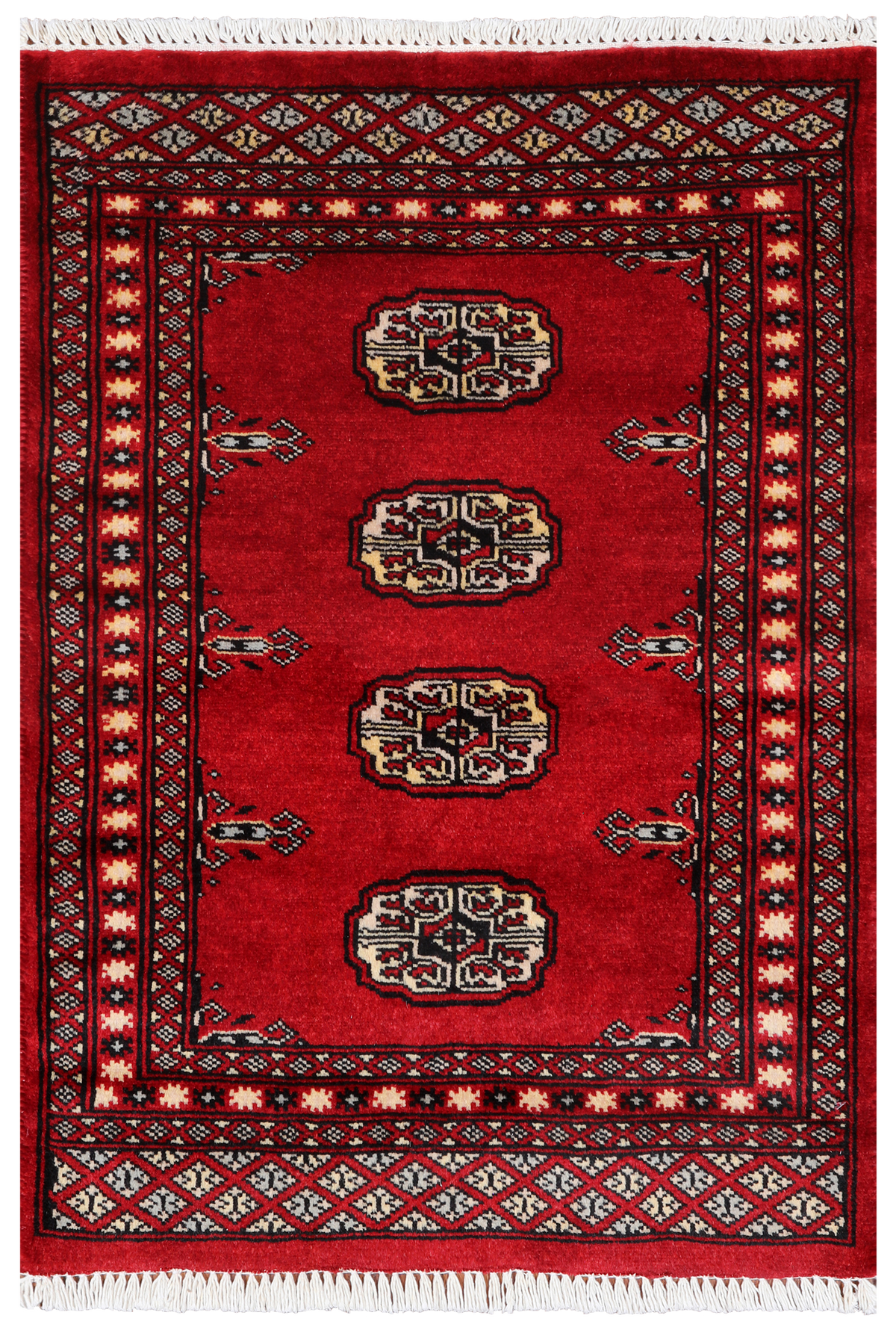 Red Bokhara Hand Knotted Wool Rug - 2' 1" X 3' 1"