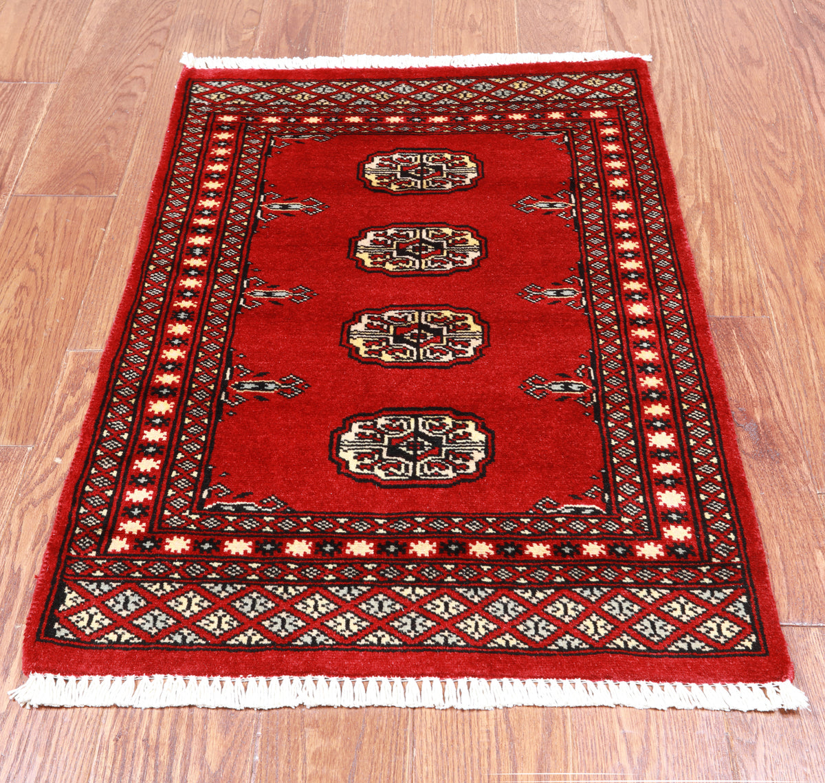 Red Bokhara Hand Knotted Wool Rug - 2' 1" X 3' 1"