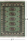 Green Bokhara Handmade Wool Rug - 2' 1" X 3' 0"