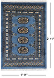 Blue Bokhara Handmade Wool Rug - 1' 11" X 2' 11"
