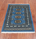Blue Bokhara Handmade Wool Rug - 1' 11" X 2' 11"