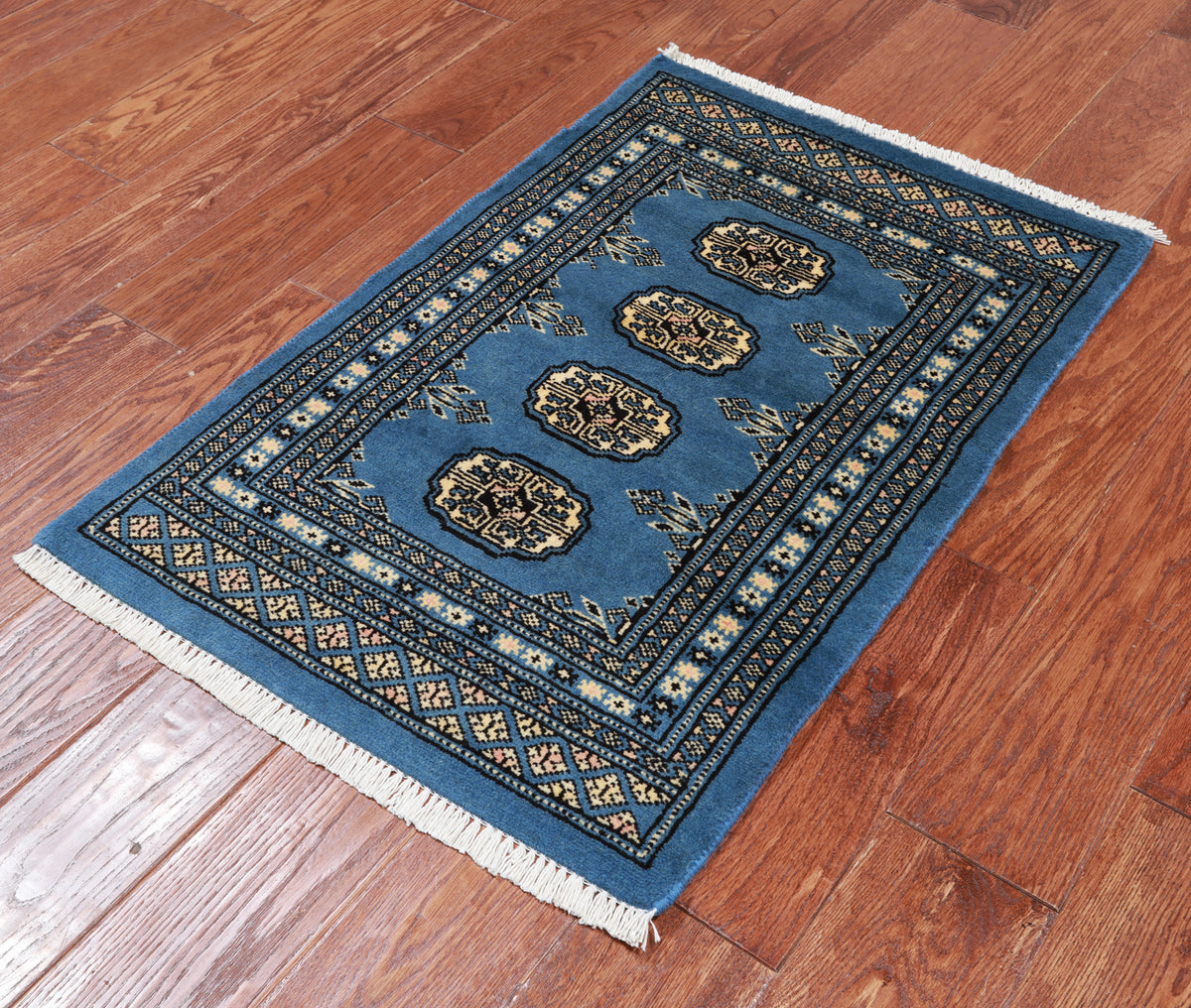 Blue Bokhara Handmade Wool Rug - 1' 11" X 2' 11"