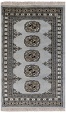 Grey Bokhara Handmade Wool Rug - 1' 11" X 3' 2"