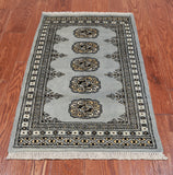 Grey Bokhara Handmade Wool Rug - 1' 11" X 3' 2"