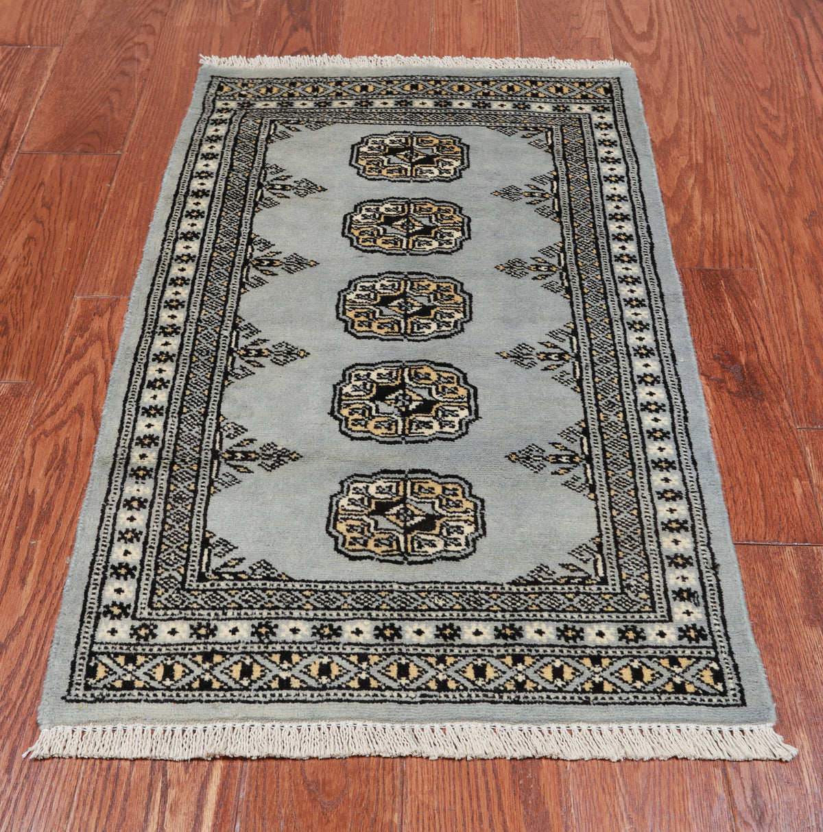 Grey Bokhara Handmade Wool Rug - 1' 11" X 3' 2"