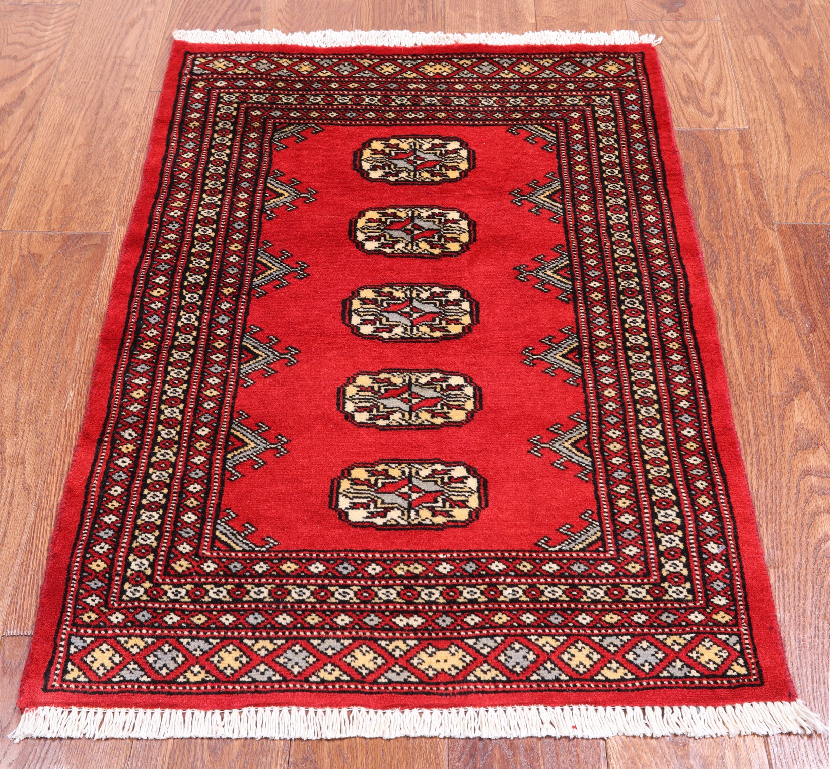 Red Bokhara Handmade Wool Rug - 2' 1" X 3' 0"