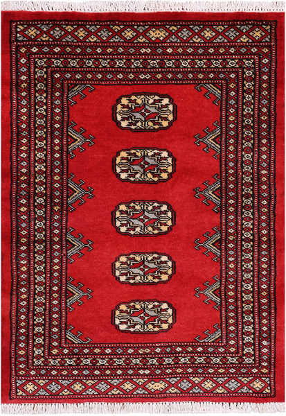 Red Bokhara Handmade Wool Rug - 2' 1" X 3' 0"