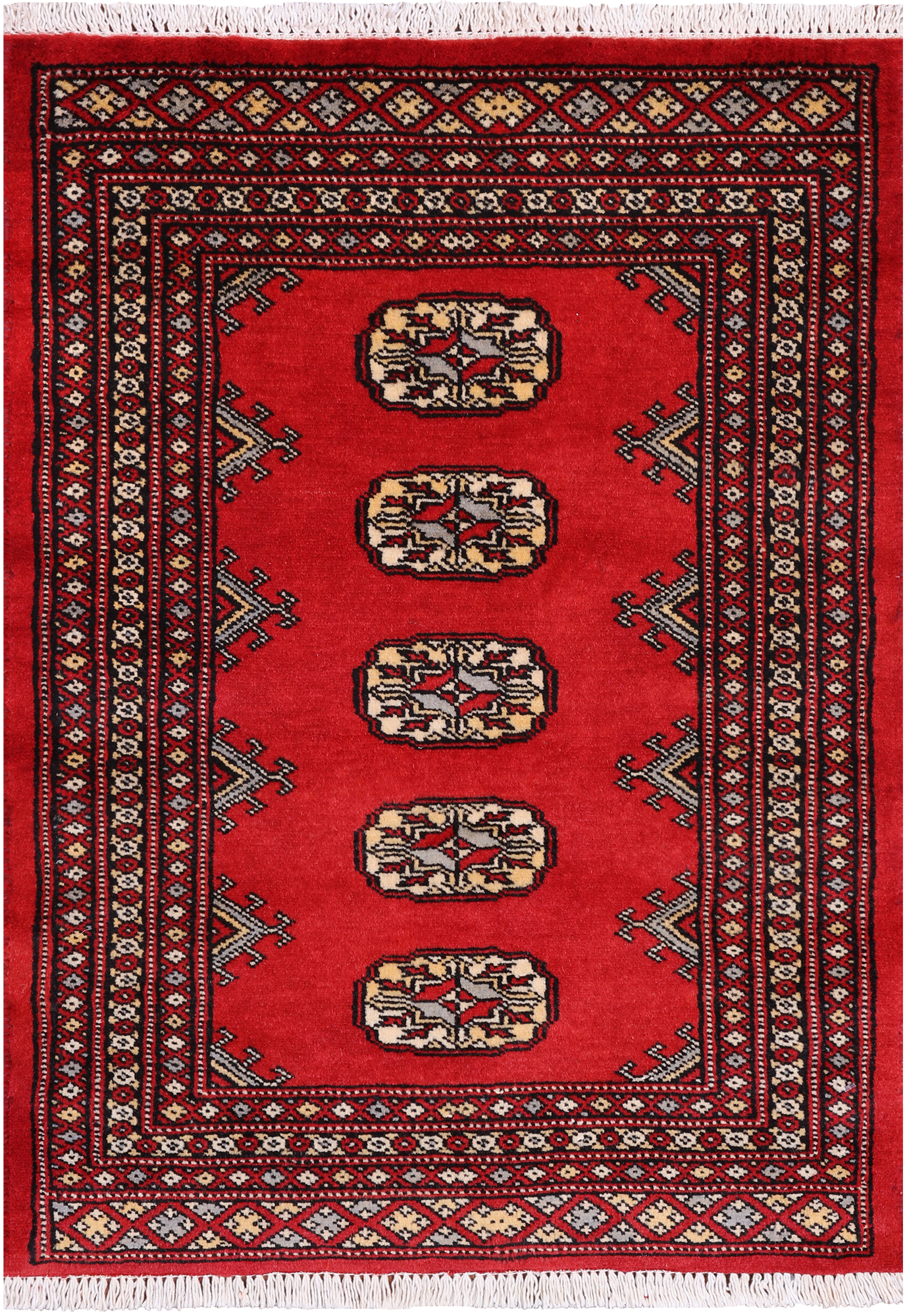 Red Bokhara Handmade Wool Rug - 2' 1" X 3' 0"