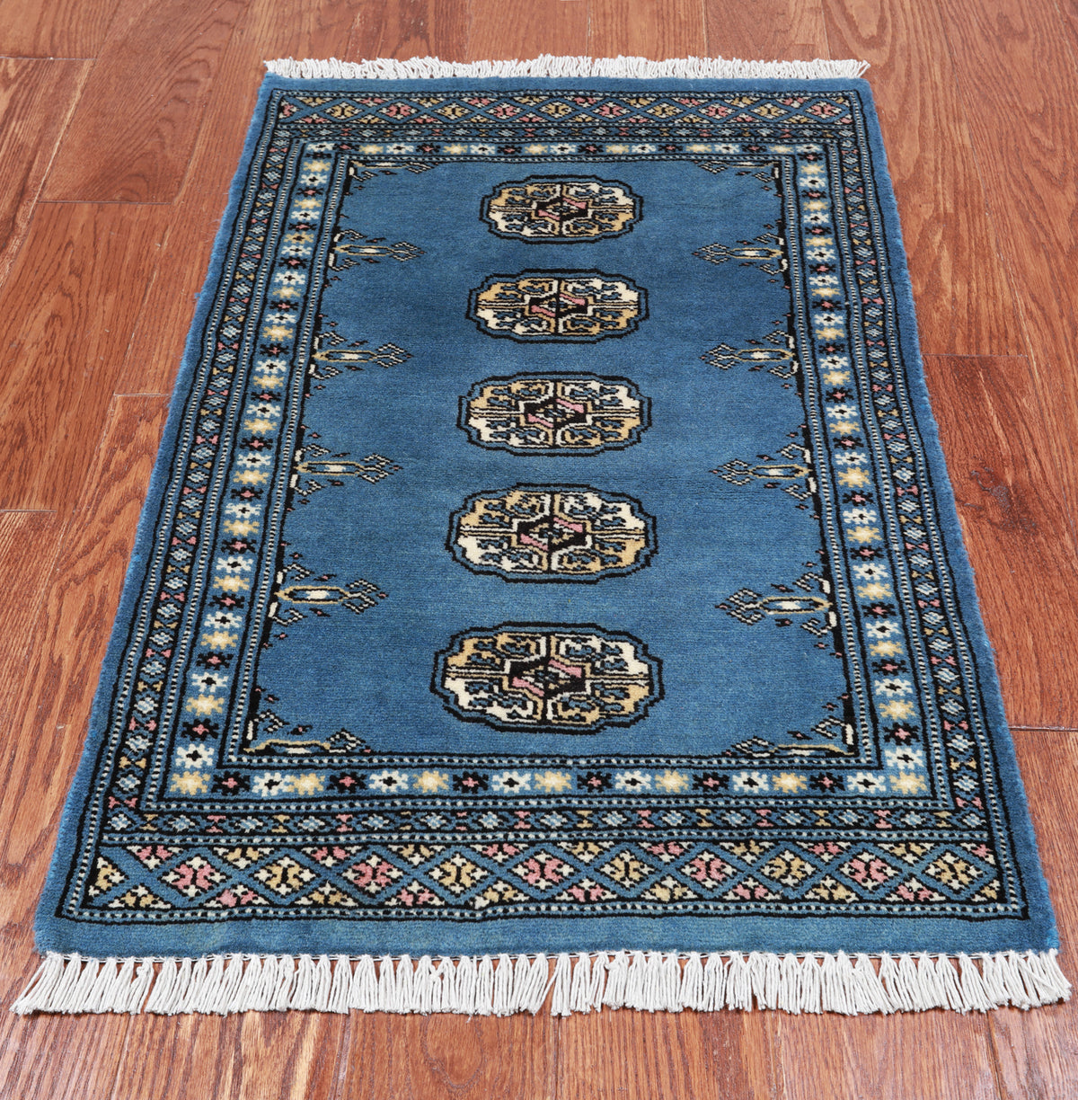 Blue Bokhara Hand-Knotted Wool Rug - 2' 0" X 3' 2"