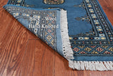 Blue Bokhara Hand-Knotted Wool Rug - 2' 0" X 3' 2"
