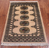 Ivory Bokhara Hand Knotted Wool Rug - 2' 0" X 3' 2"