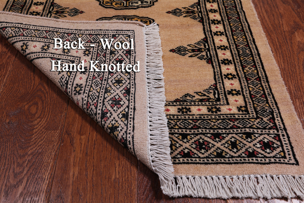 Ivory Bokhara Hand Knotted Wool Rug - 2' 0" X 3' 2"