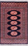 Navy Blue Bokhara Hand-Knotted Wool Rug - 1' 11" X 3' 0"