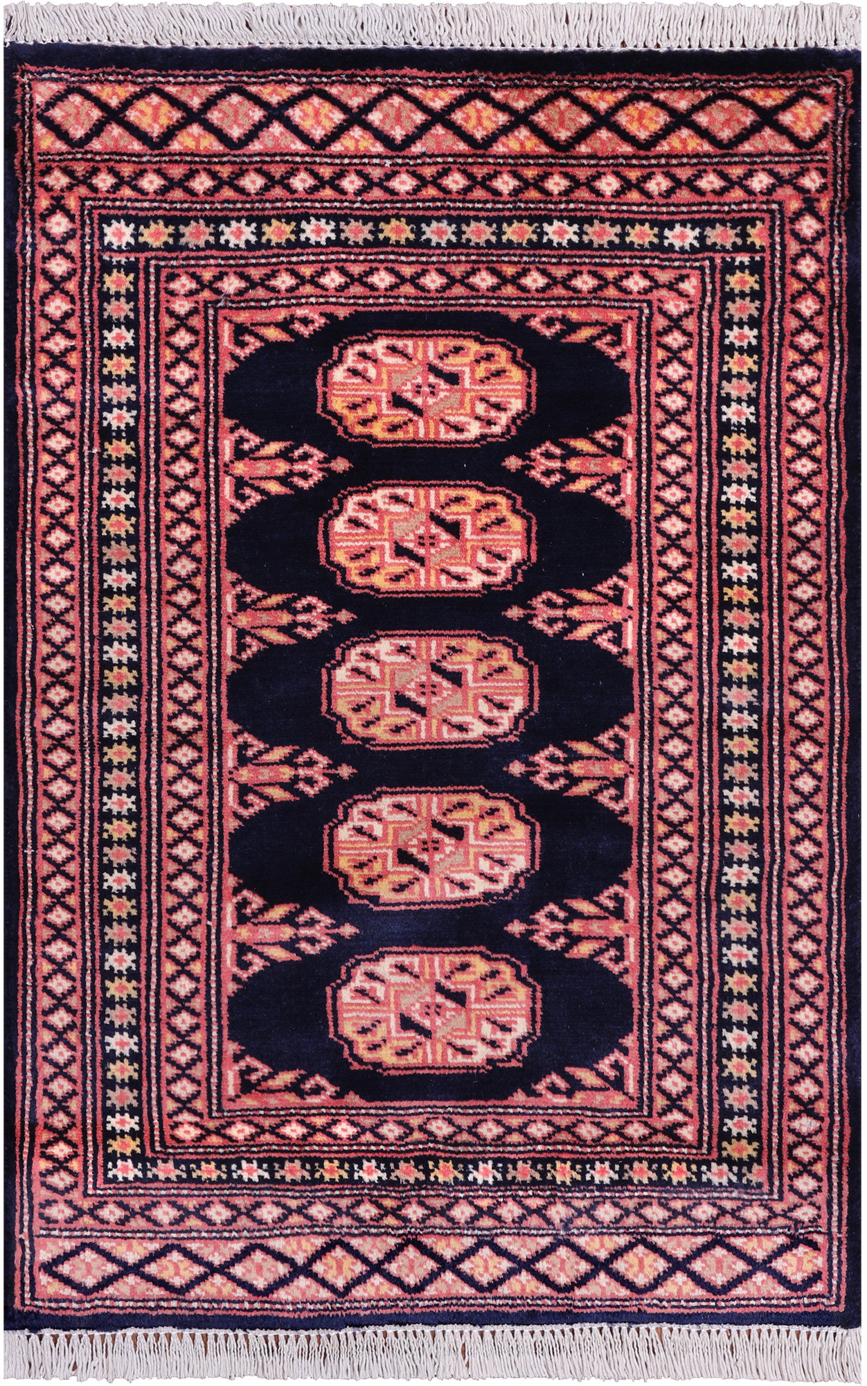 Navy Blue Bokhara Hand-Knotted Wool Rug - 1' 11" X 3' 0"