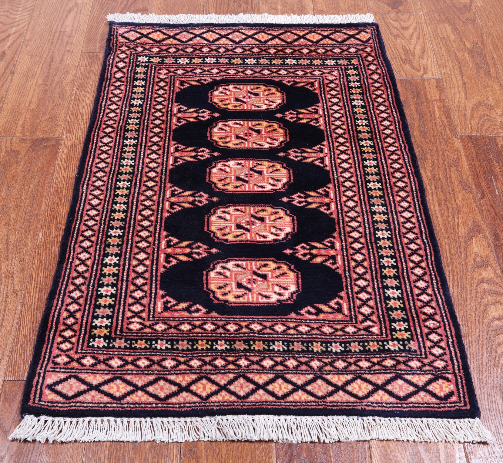 Navy Blue Bokhara Hand-Knotted Wool Rug - 1' 11" X 3' 0"