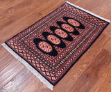Navy Blue Bokhara Hand-Knotted Wool Rug - 1' 11" X 3' 0"