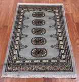 Grey Bokhara Handmade Wool Rug - 2' 0" X 3' 2"
