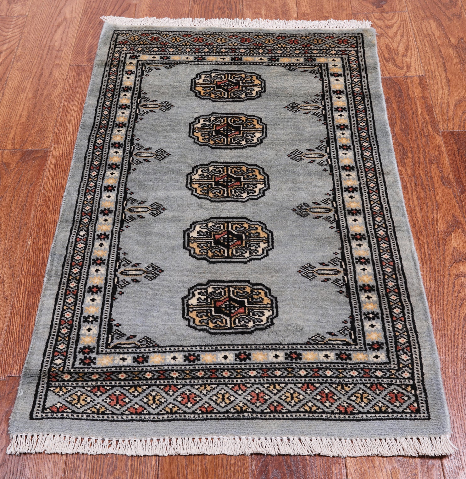Grey Bokhara Handmade Wool Rug - 2' 0" X 3' 2"