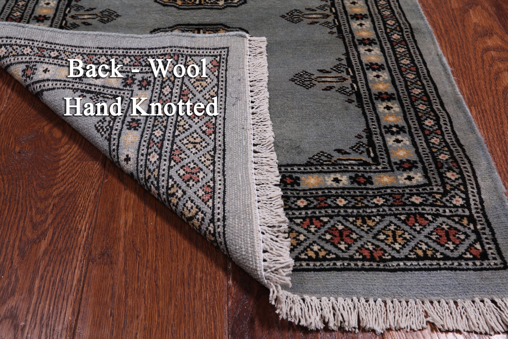 Grey Bokhara Handmade Wool Rug - 2' 0" X 3' 2"