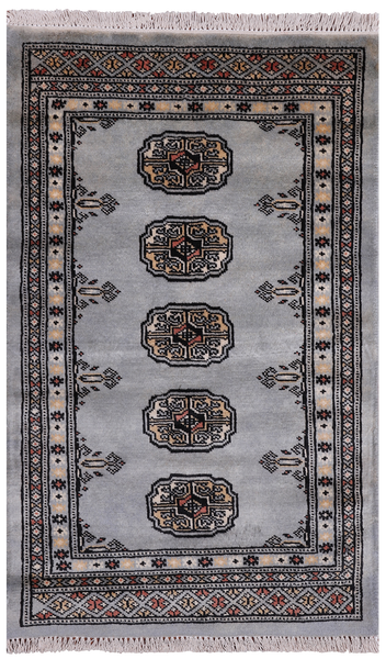 Grey Bokhara Handmade Wool Rug - 2' 0" X 3' 2"