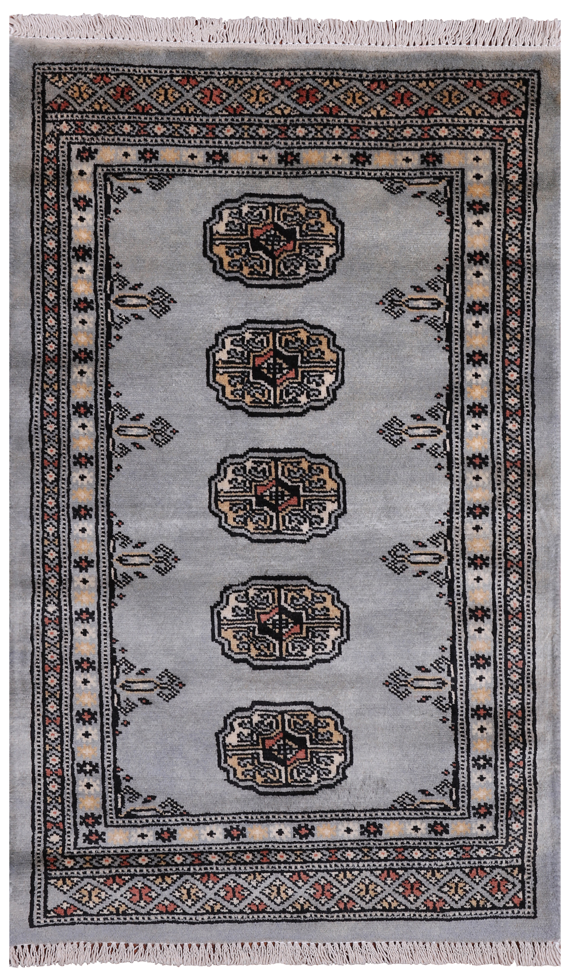Grey Bokhara Handmade Wool Rug - 2' 0" X 3' 2"