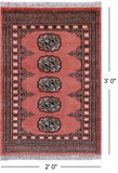 Pink Bokhara Hand Knotted Wool Rug - 2' 0" X 3' 0"