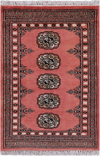 Pink Bokhara Hand Knotted Wool Rug - 2' 0" X 3' 0"