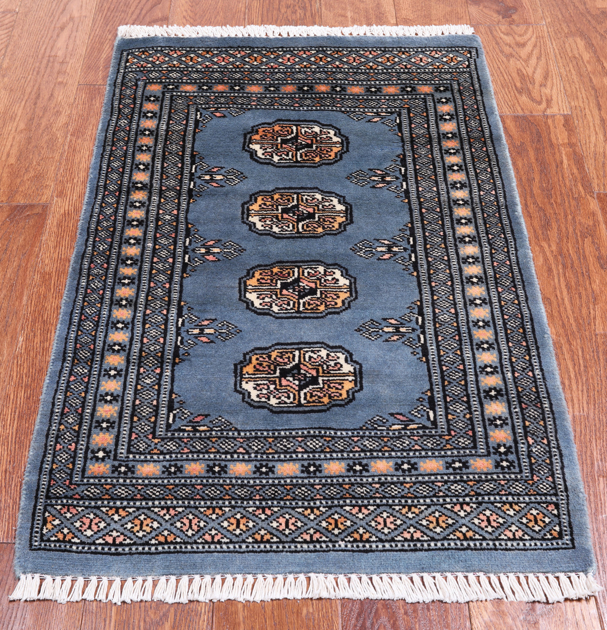 Blue Bokhara Hand-Knotted Wool Rug - 2' 0" X 3' 0"