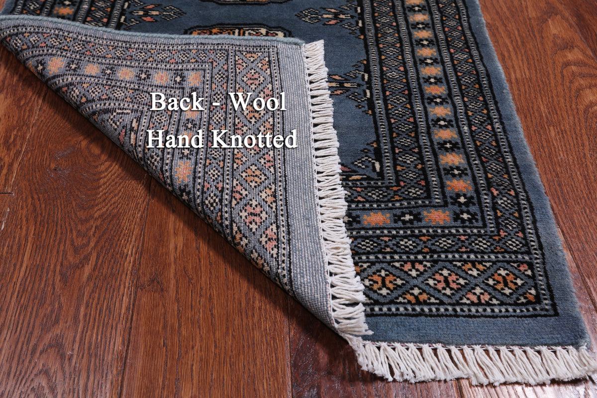 Blue Bokhara Hand-Knotted Wool Rug - 2' 0" X 3' 0"