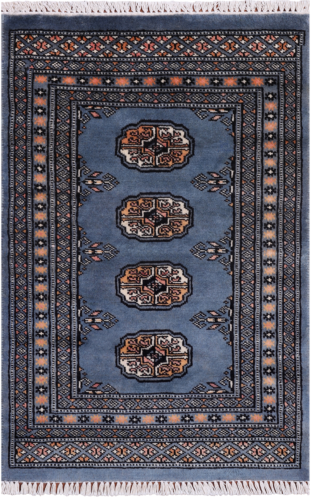 Blue Bokhara Hand-Knotted Wool Rug - 2' 0" X 3' 0"