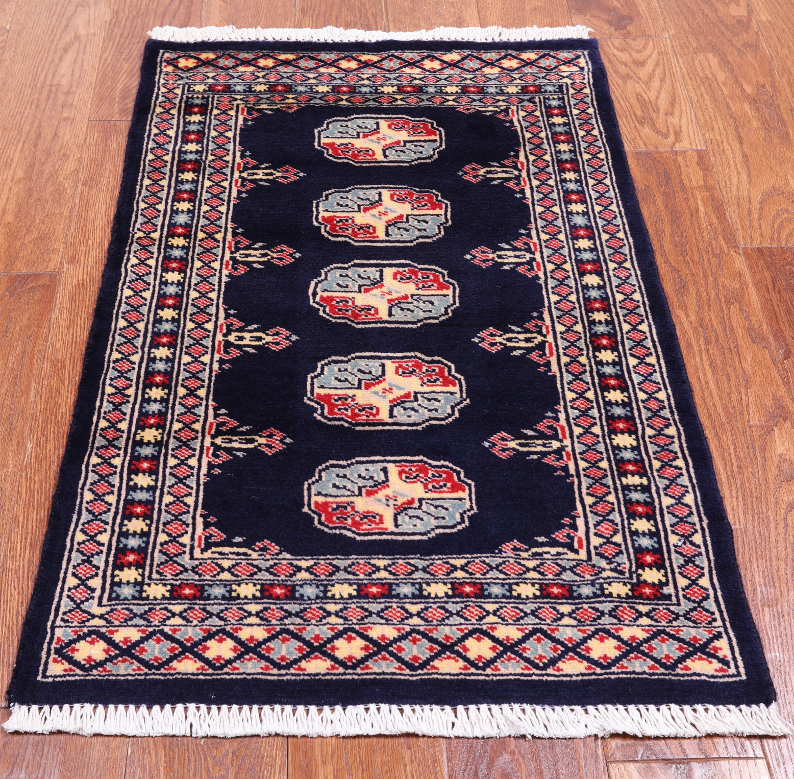 Navy Blue Bokhara Hand Knotted Wool Rug - 2' 0" X 3' 0"