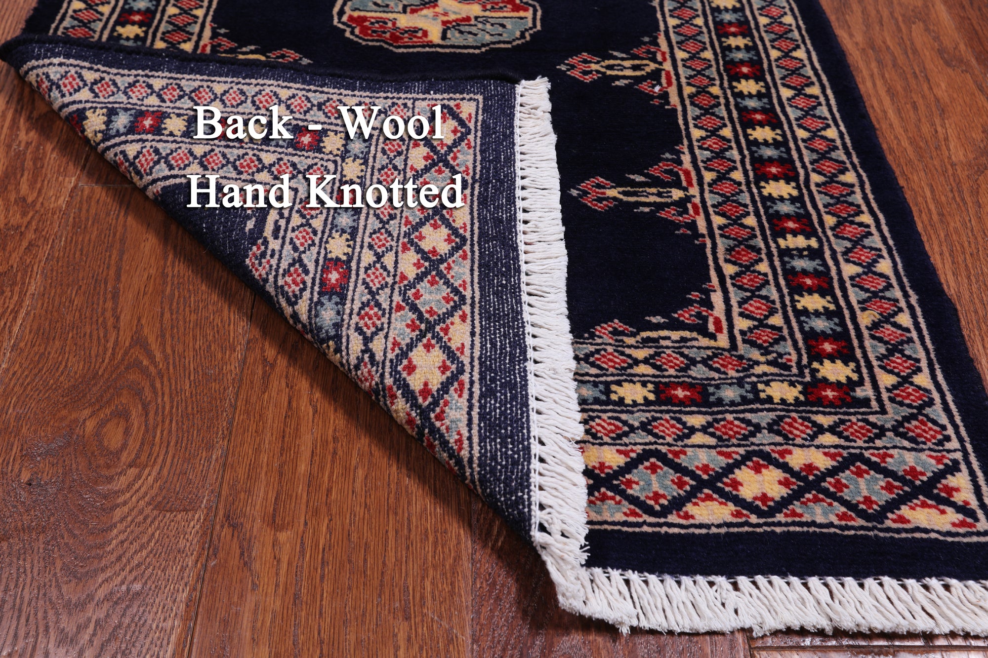 Navy Blue Bokhara Hand Knotted Wool Rug - 2' 0" X 3' 0"