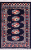 Navy Blue Bokhara Hand Knotted Wool Rug - 2' 0" X 3' 0"