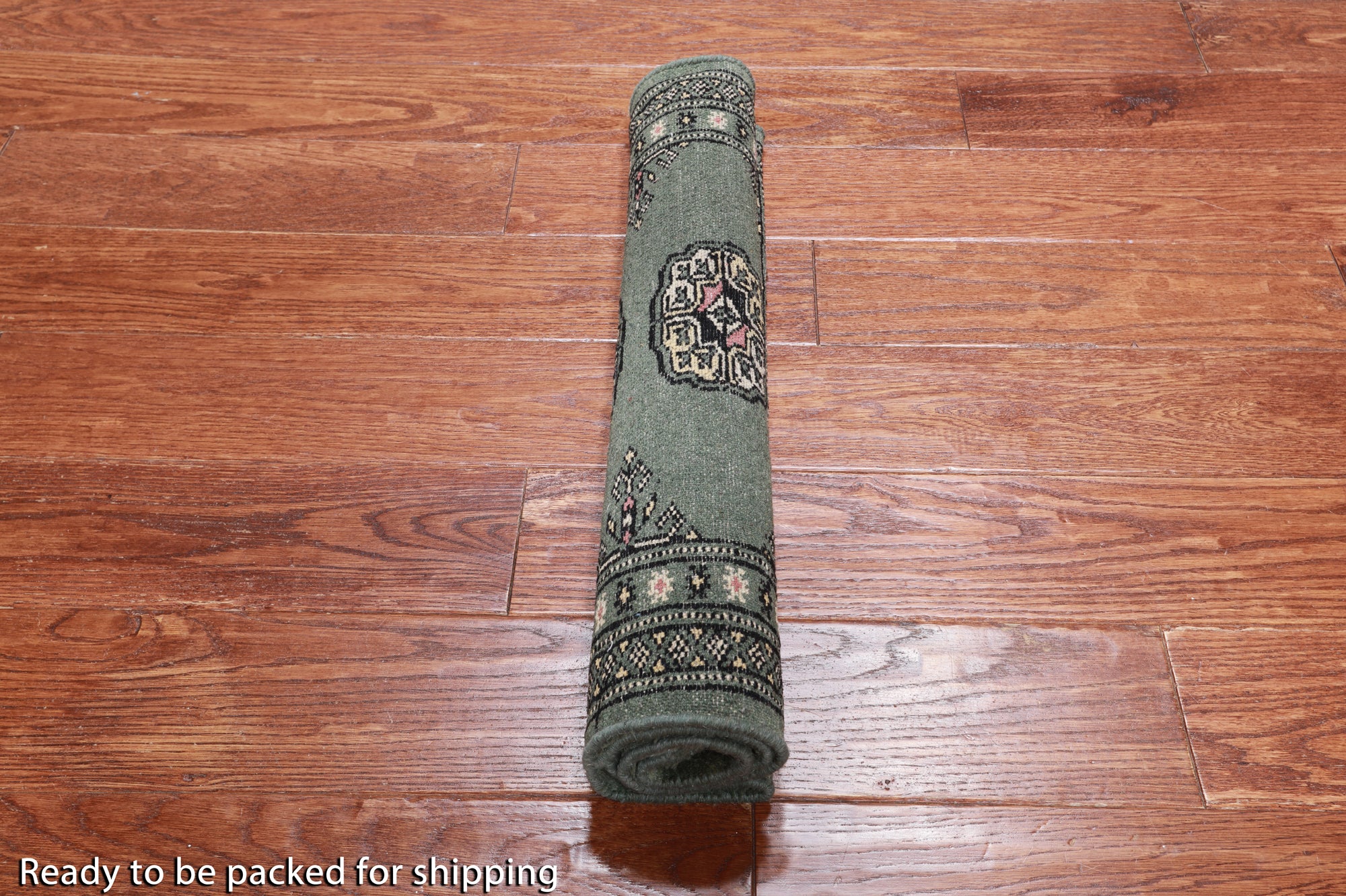Green Bokhara Hand Knotted Wool Rug - 2' 1" X 3' 2"