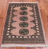 Light Brown Bokhara Handmade Wool Rug - 2' 0" X 3' 1"